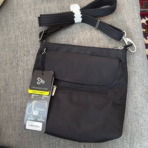 Travelon Anti-Theft Classic Crossbody Shoulder Bag Womens Purse Black Nylon
